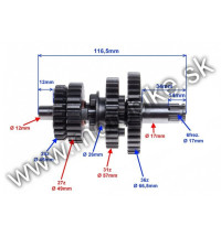 Prevodovka pitbike 110 125 vývodový hriadeľ 