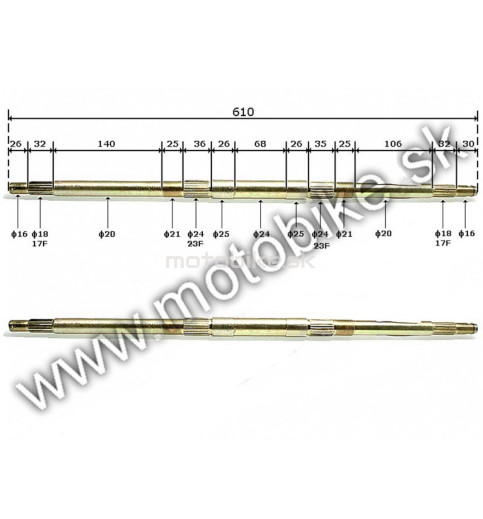 Oska zadná ATV 110, 610mm