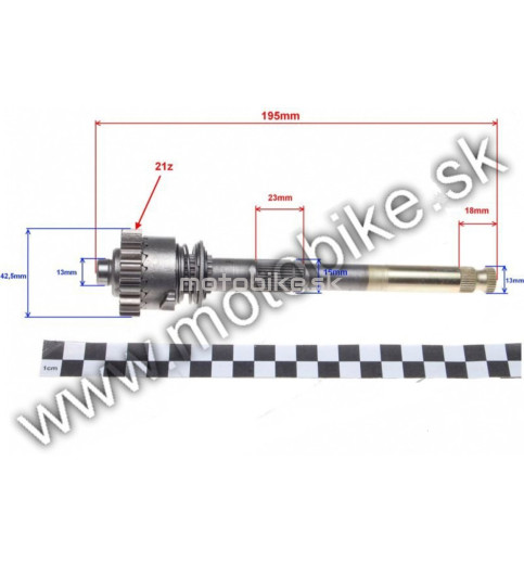 Štartovacia hriadeľ na Pitbike 110 125 cm3