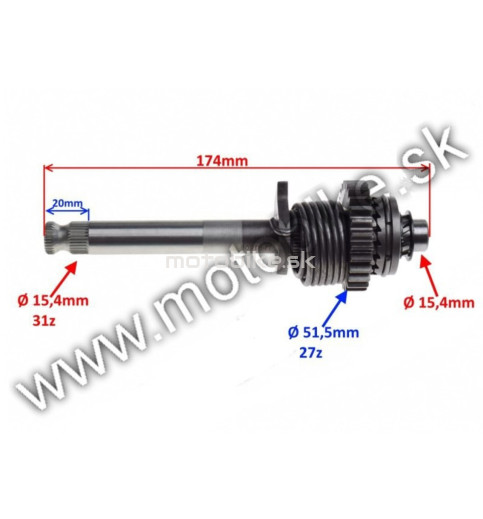 Štartovacia hriadeľ na Pitbike 110 125