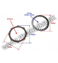 Spojkové lamely ATV 200 250 ccm  6 lamel, 5 plechov, 6 pružin
