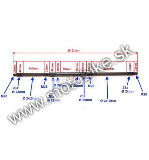 Oska zadná na ATV 200 250