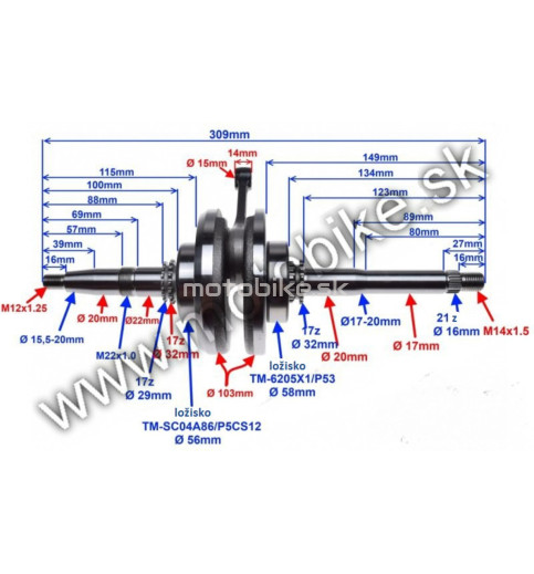 Kľukovka na skuter, štvorkolku 150cm3 4T GY6-B(GY7) BN157QMJ 309mm